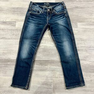 Silver Jeans‎ AIKO Capri Women's Size 26 (26X23.5) Blue Stretch Denim Low Rise